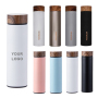 Wholesale 17oz Stainless Steel Insulated Vacuum Flask Tea Infuser Water Bottle with Wooden Grain Color Lid Logo Print Customize
