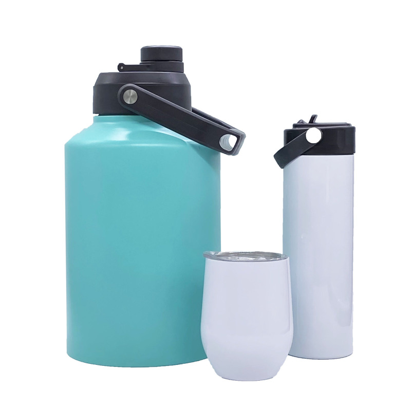 128oz Metal Stainless Steel Water Bottle Large Capacity Personalized Black Travel With Handle One Gallon Water Jug Pitcher