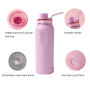 Custom logo Simple Straight Portable Vacuum Water Bottle Large Capacity Double Wall Stainless Steel Thermos Bottle with Handle