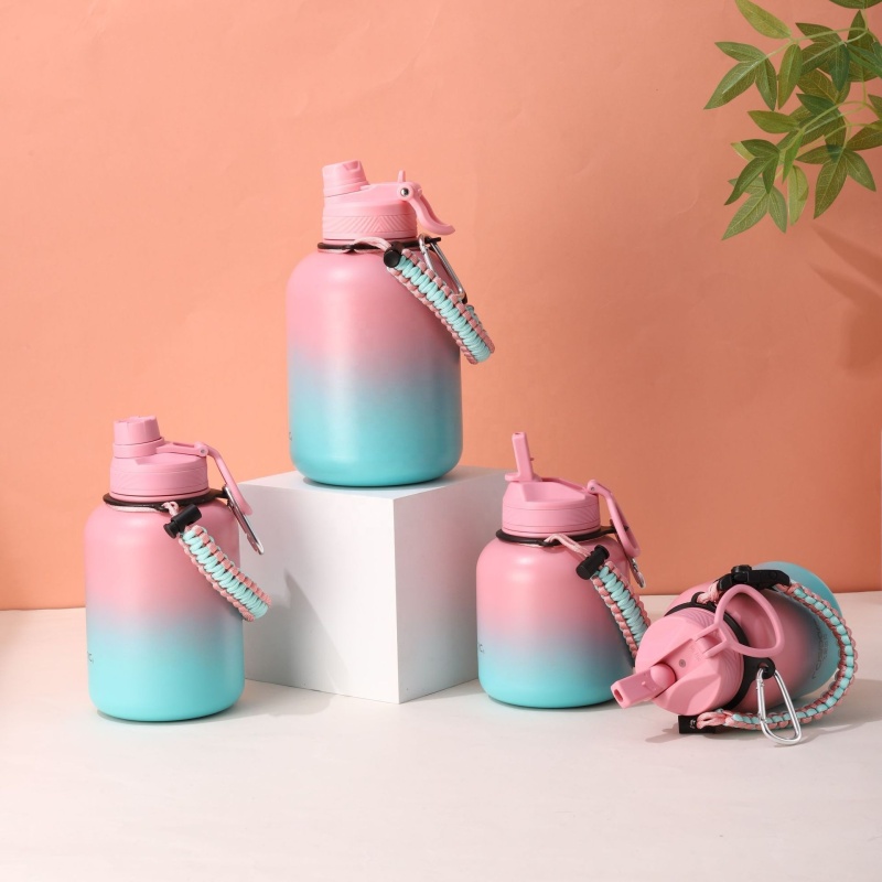 New Gradient Pink 304 Stainless Steel Large Cup Outdoor Gym Gallon Water Jug Outdoor Sport Water Kettle with a Carrying Rope New Gradient Pink 304 Stainless Steel Large Cup Outdoor Gym Gallon Water Jug Outdoor Sport Water Kettle with a Carrying Rope