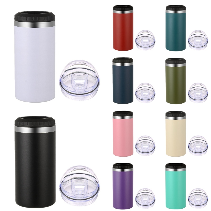 16oz Beer Double Wall Vacuum Insulated 4 in 1 Can Cooler Sublimation 12 oz Stainless Steel Silm Coffee Cooler Tumbler Cup