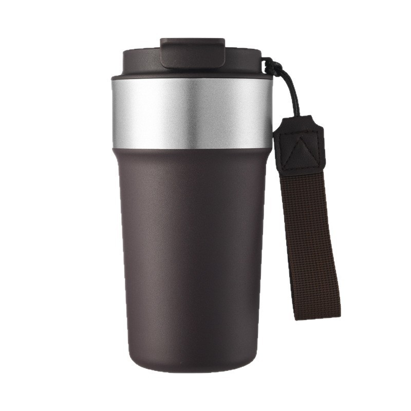 High-Value 304 Stainless Steel Vacuum Coffee Cup Handle Portable Insulated Cup Outdoor Car Travel Straw 6-12 Hours Thermal
