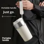 High-Value 304 Stainless Steel Vacuum Coffee Cup Handle Portable Insulated Cup Outdoor Car Travel Straw 6-12 Hours Thermal
