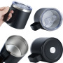 Wholesale BPA-free 14oz Double Wall Stainless Steel Travel Coffee Mugs Unique Powder Coated Regular Tumbler with Handle&lid