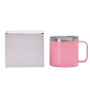 Wholesale BPA-free 14oz Double Wall Stainless Steel Travel Coffee Mugs Unique Powder Coated Regular Tumbler with Handle&lid