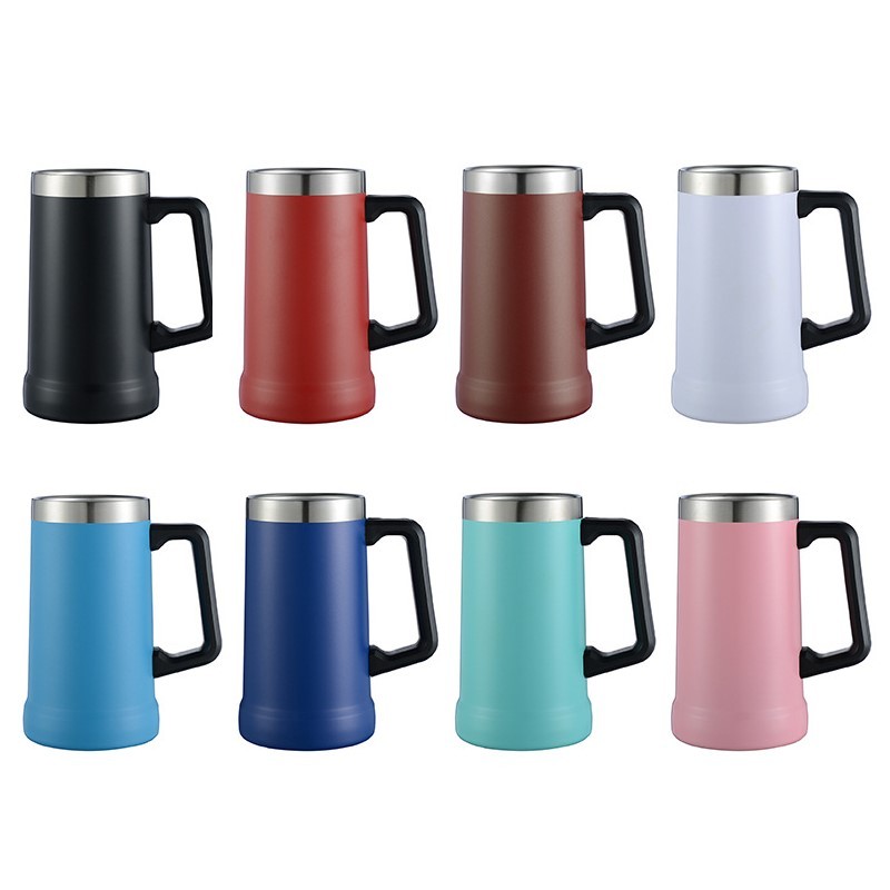 Promotional 304stainless Steel Handle Cup 24oz Large Capacity Portable Beer Mug sealed Leak-proof Vacuum Cup Cross-border