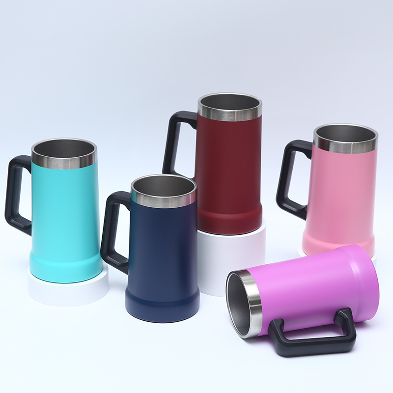 Promotional 304stainless Steel Handle Cup 24oz Large Capacity Portable Beer Mug sealed Leak-proof Vacuum Cup Cross-border
