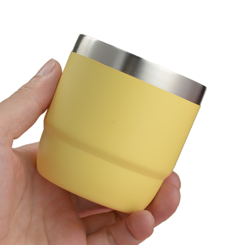 Cute Mini 8oz Double Wall Insulated Stainless Steel Tumbler Coffee Milk Mug Cup with Magnetic Lids for Hot & Cold Storage