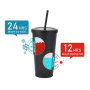16oz Sport Metal Termos Double Wall Vacuum Water Bottle Drink Coffee Cup Outdoors Driving Travel Tumbler Mug with Straw