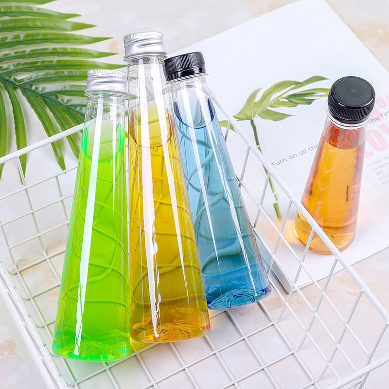 140ml 200ml Cone Shape PET Plastic Juice Bottle for Milk Tea Liquor Wine Beverage Packing