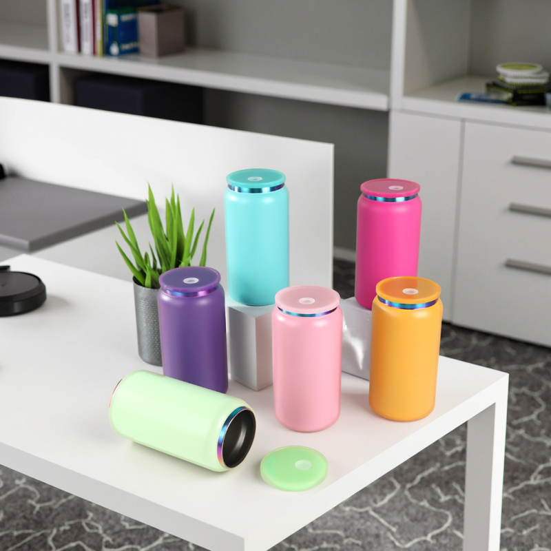 16oz Double Wall Insulated Ice Tumbler Mug Gold Plated Can Cups Pudding Colorful Powder Coated Soda Beer Stainless Steel Tumbler