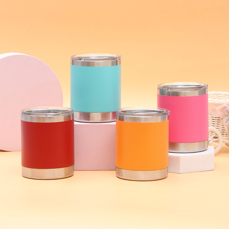 Wholesale 12 oz 10 oz Insulated Double Wall Stainless Steel Tumblers Classic Outdoor Camp Coffee Mugs Lid Sublimation Water Use