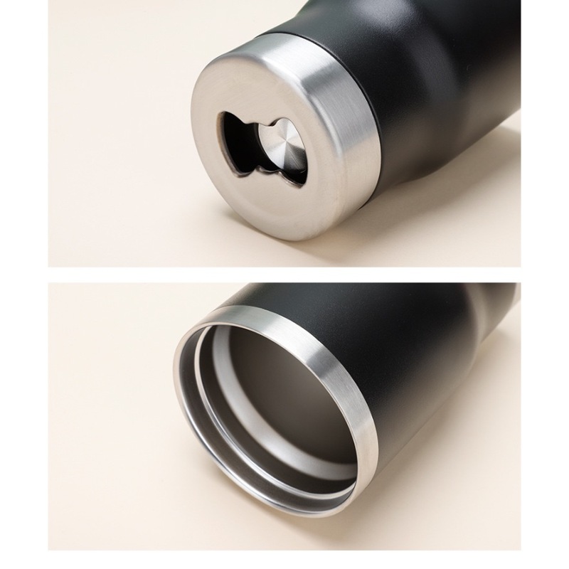 Hot Selling Powder Coated 14oz Stainless Steel Double Wall Insulated Vacuum Can Cooler Beer Bottle Holder Travel Mug with 2 Lids