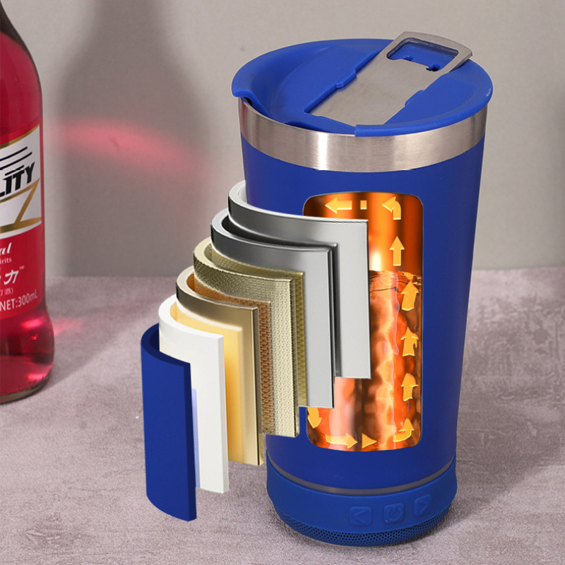 14oz 16oz Smart Tumbler Thermal Bluetooth Stainless Steel Water Bottle with Music Speaker Beer Cup with Lid Gym Bottle