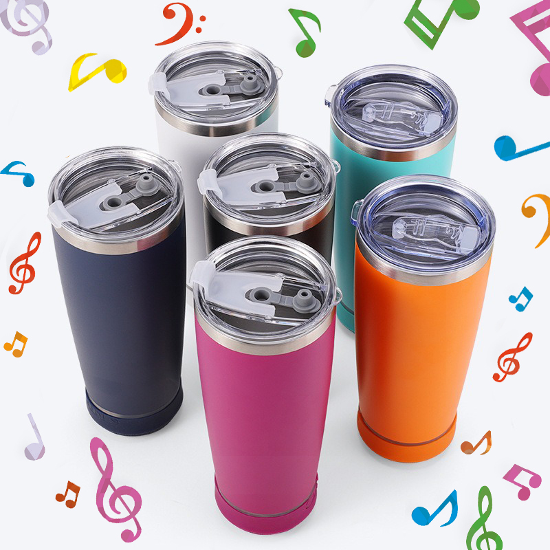 16oz 20oz Leak-proof Music Cup Coffee/Beer Bluetooth Speaker Tumbler Mug Creative Custom Logo Sport Gym Smart Water Bottle