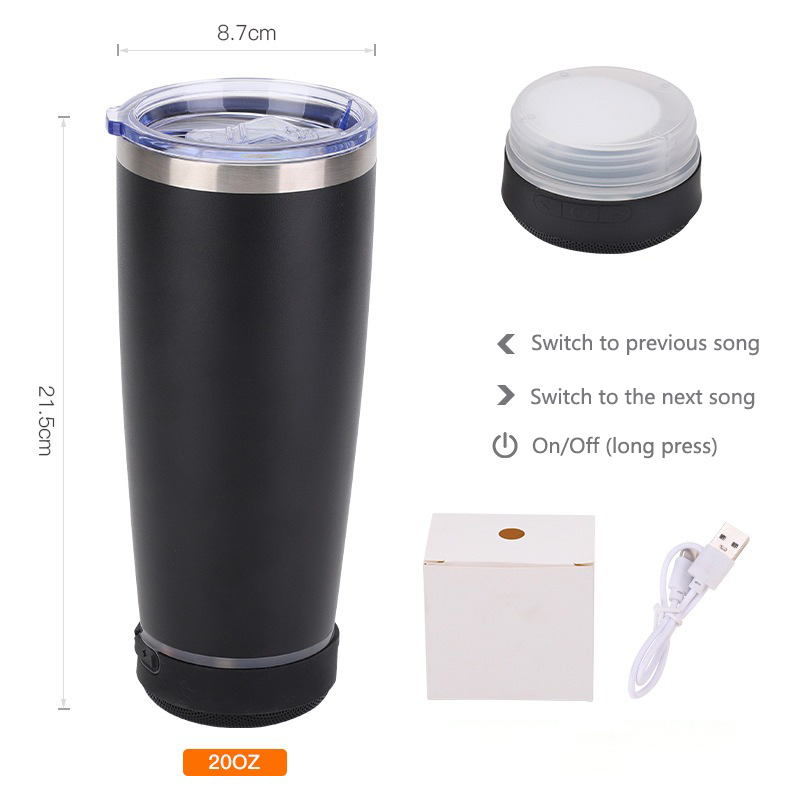 16oz 20oz Leak-proof Music Cup Coffee/Beer Bluetooth Speaker Tumbler Mug Creative Custom Logo Sport Gym Smart Water Bottle