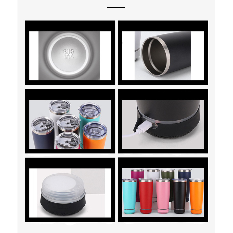 16oz 20oz Leak-proof Music Cup Coffee/Beer Bluetooth Speaker Tumbler Mug Creative Custom Logo Sport Gym Smart Water Bottle