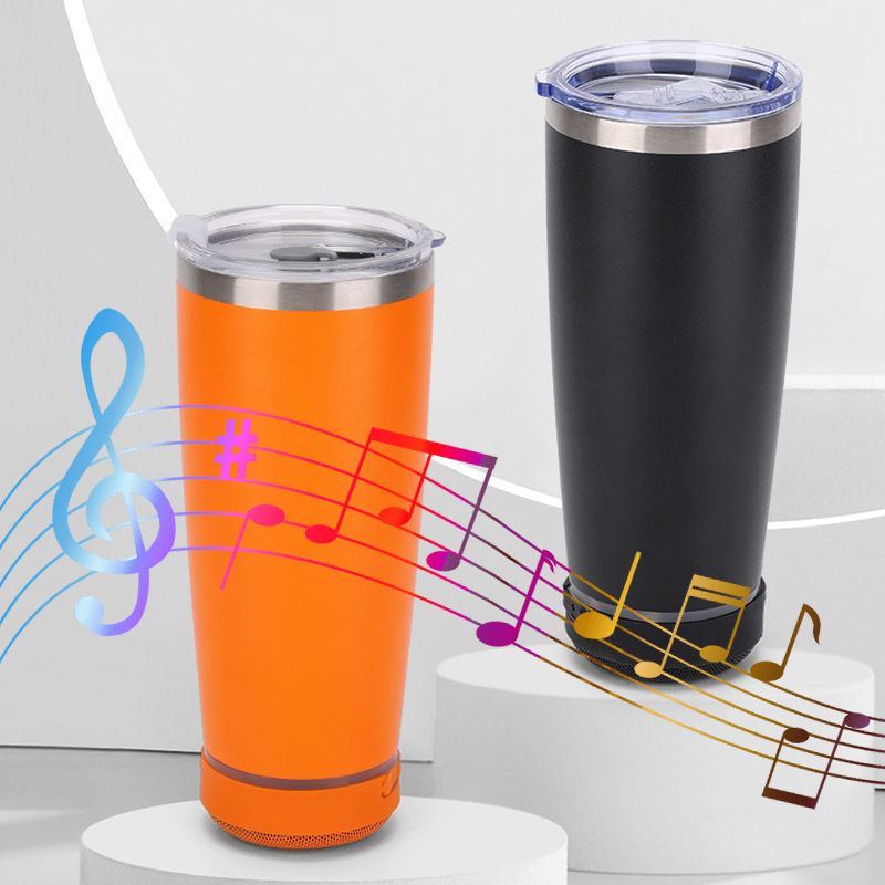 16oz 20oz Leak-proof Music Cup Coffee/Beer Bluetooth Speaker Tumbler Mug Creative Custom Logo Sport Gym Smart Water Bottle