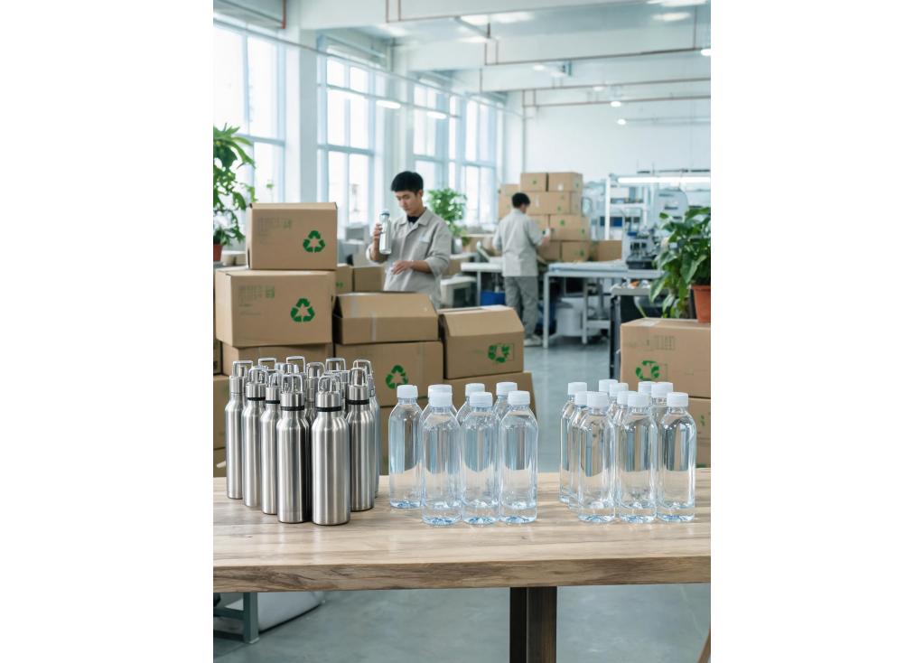 What are the best recycling materials for water bottles that meet corporate sustainability goals?