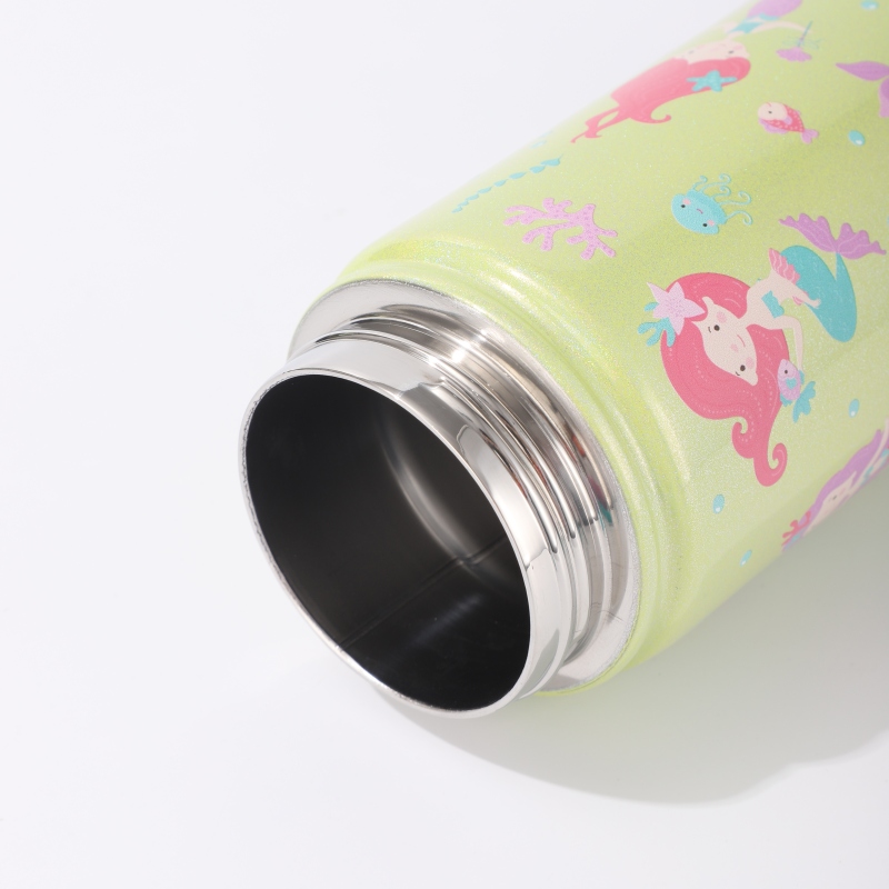 12 16 ounces cartoon children's bottle hot drinking water bottle double-wall vacuum insulated stainless steel children's water bottle with straw lid