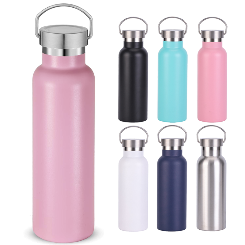Custom Logo Stainless Steel Personalized Tumbler Outdoor Sport Insulated Vacuum Water Bottle With Handle Lid