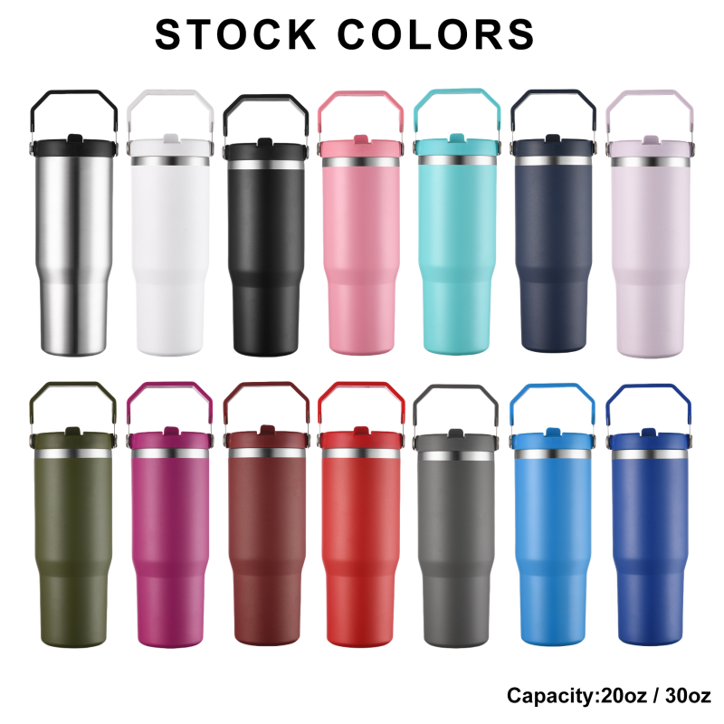 Wholesale 20oz 30oz Stainless Steel Travel Sports Mug Double Walled Vacuum Insulated Tumbler with Flip Straw and Top Handle Wholesale 20oz 30oz Stainless Steel Travel Sports Mug Double Walled Vacuum Insulated Tumbler with Flip Straw and Top Handle
