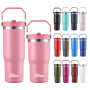 Wholesale 20oz 30oz Stainless Steel Travel Sports Mug Double Walled Vacuum Insulated Tumbler with Flip Straw and Top Handle