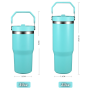 Wholesale 20oz 30oz Stainless Steel Travel Sports Mug Double Walled Vacuum Insulated Tumbler with Flip Straw and Top Handle