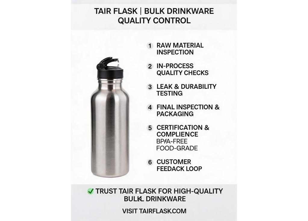What quality control procedures are in place during the production of bulk drinkware?