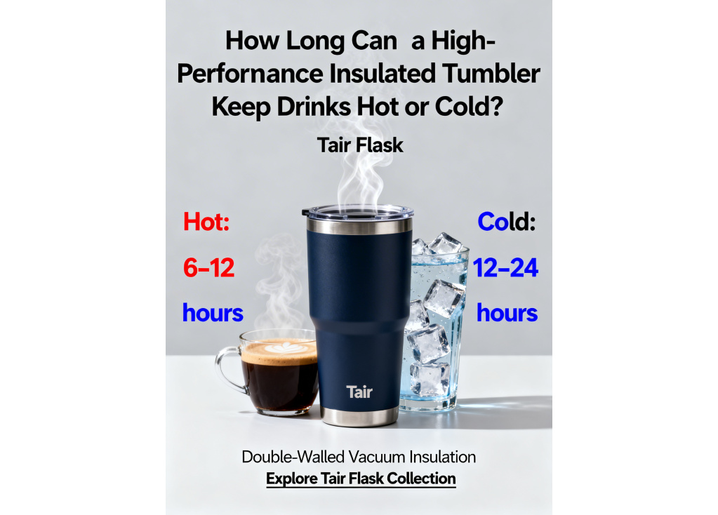How long can a high-performance insulated tumbler keep drinks hot or cold?