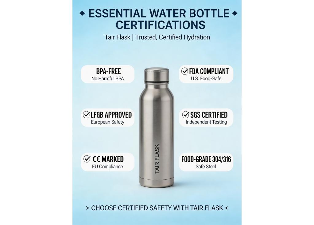 What certifications (e.g., BPA-free, FDA, LFGB) should a quality water bottle manufacturer have?