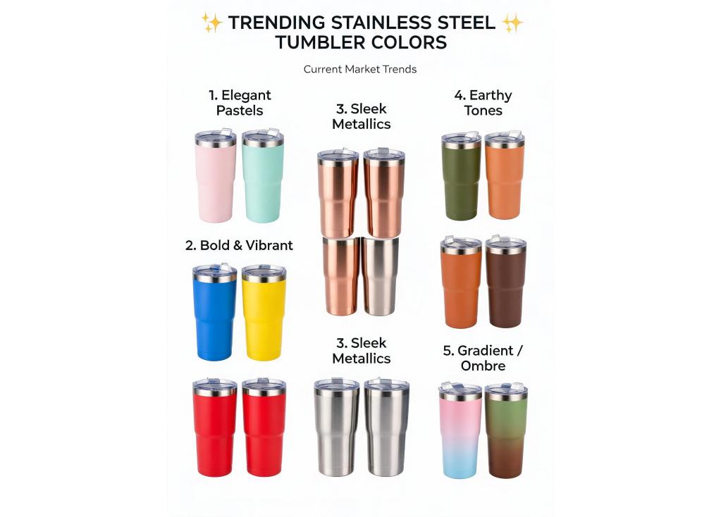 Are there trending color options for stainless steel tumblers in the current market?