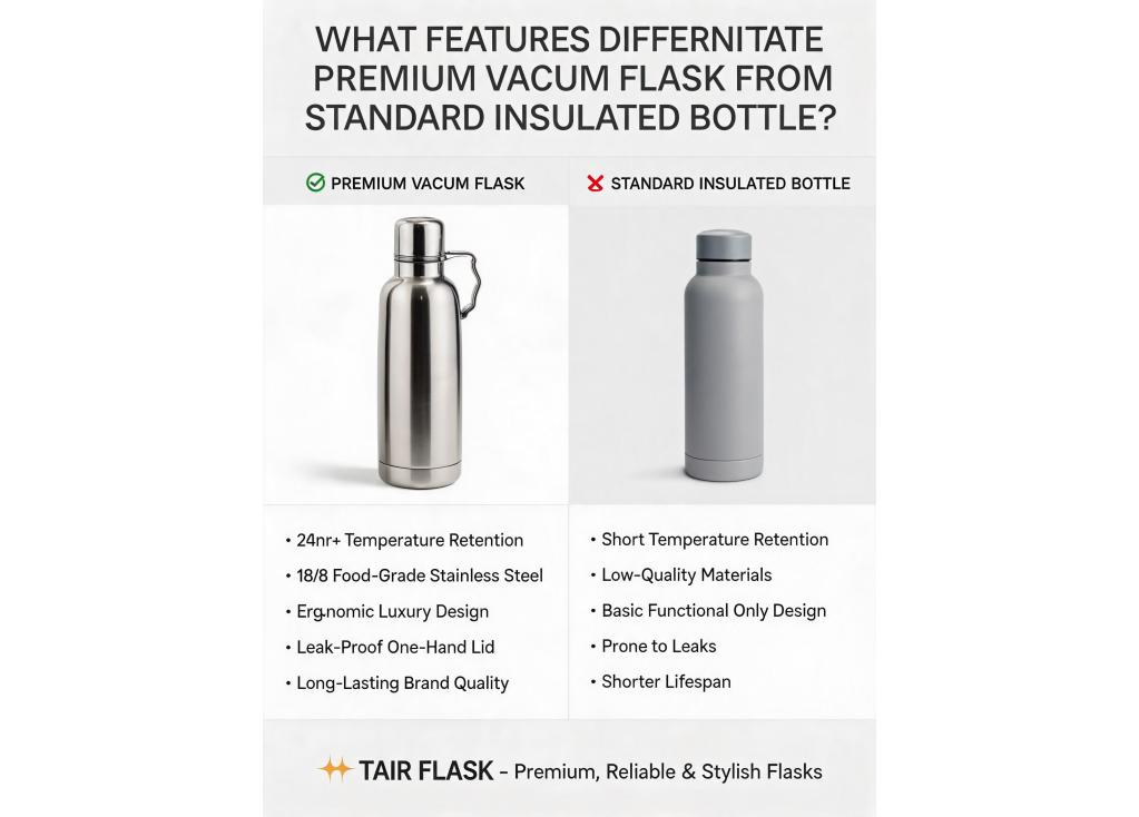 What features differentiate premium vacuum flasks from standard insulated bottles?