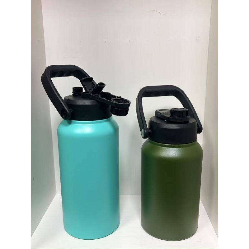 Custom Logo 64oz/50oz Stainless Steel Double Wall Insulated Vacuum Flask Powder Coated Sports Water Tumbler Premium Tote for