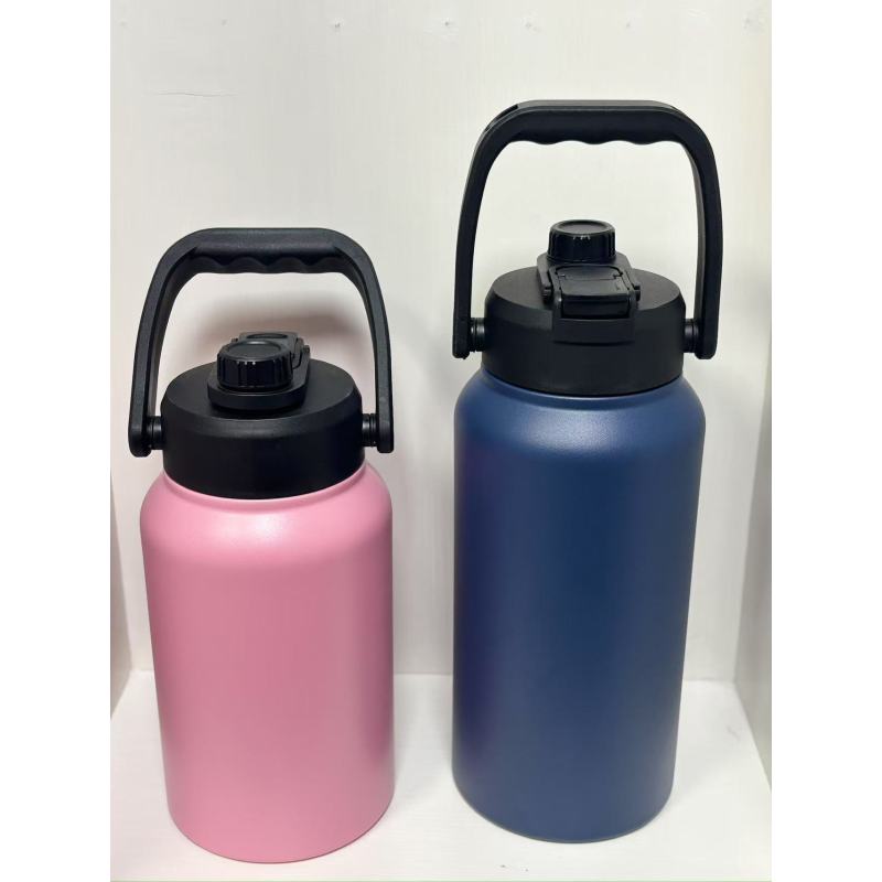 Custom Logo 64oz/50oz Stainless Steel Double Wall Insulated Vacuum Flask Powder Coated Sports Water Tumbler Premium Tote for