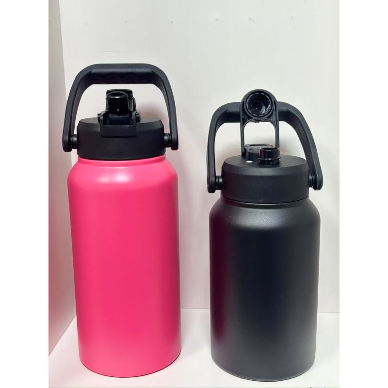 Custom Logo 64oz/50oz Stainless Steel Double Wall Insulated Vacuum Flask Powder Coated Sports Water Tumbler Premium Tote for