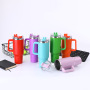 40oz Stainless Steel Tumbler with Handle and Straw Popular Car-Friendly Anti-Scratch Slip Customized Logo Option