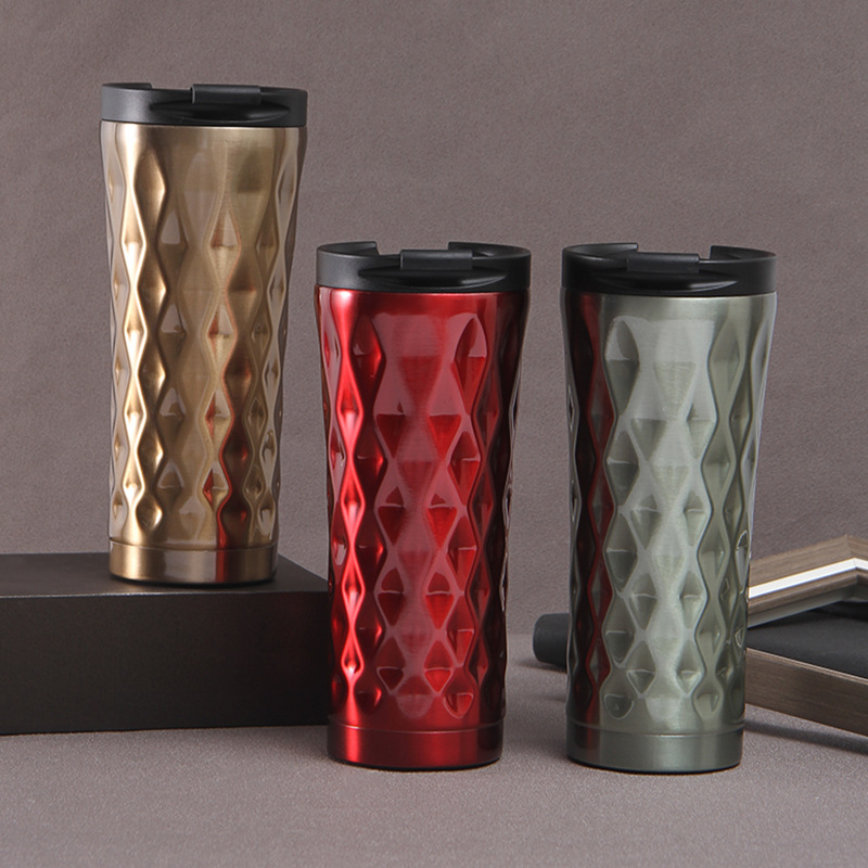 500ml/16oz Insulated Double-walled Stainless Steel Travel Mug Leakproof Vacuum Coffee Tumbler With Lid for Car Use