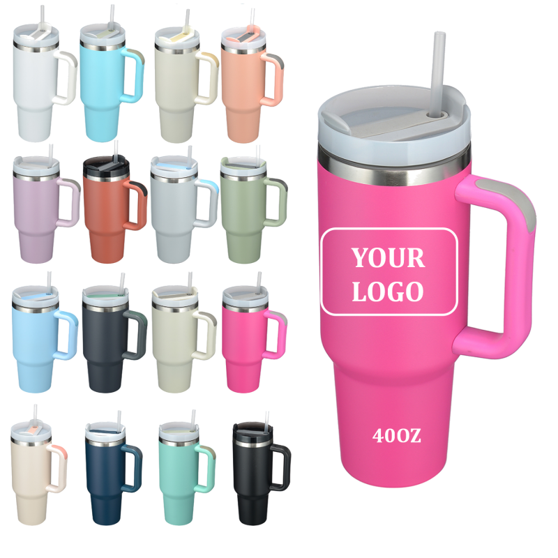 Custom 40oz Stainless Steel Travel Mug with Leak-Proof Lid and Straw Car Cup Holder-Insulated Coffee Mug for Back to School
