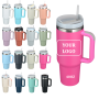Custom 40oz Stainless Steel Travel Mug with Leak-Proof Lid and Straw Car Cup Holder-Insulated Coffee Mug for Back to School