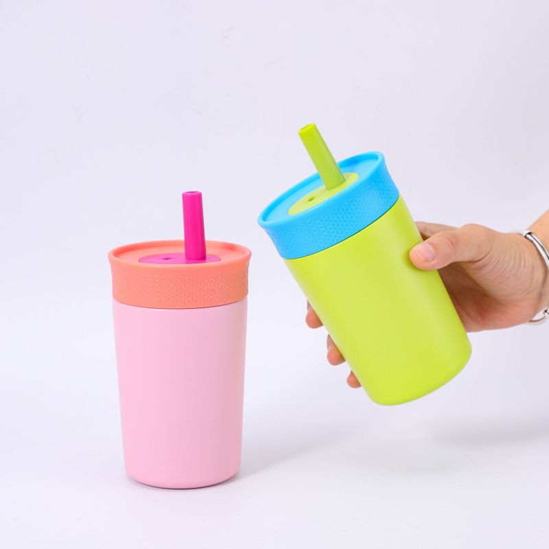 350ml Stainless Steel Insulated Tumbler with Flexible Replaceable Straw Lids Hot and Cold Water Bottle for Boiling Water