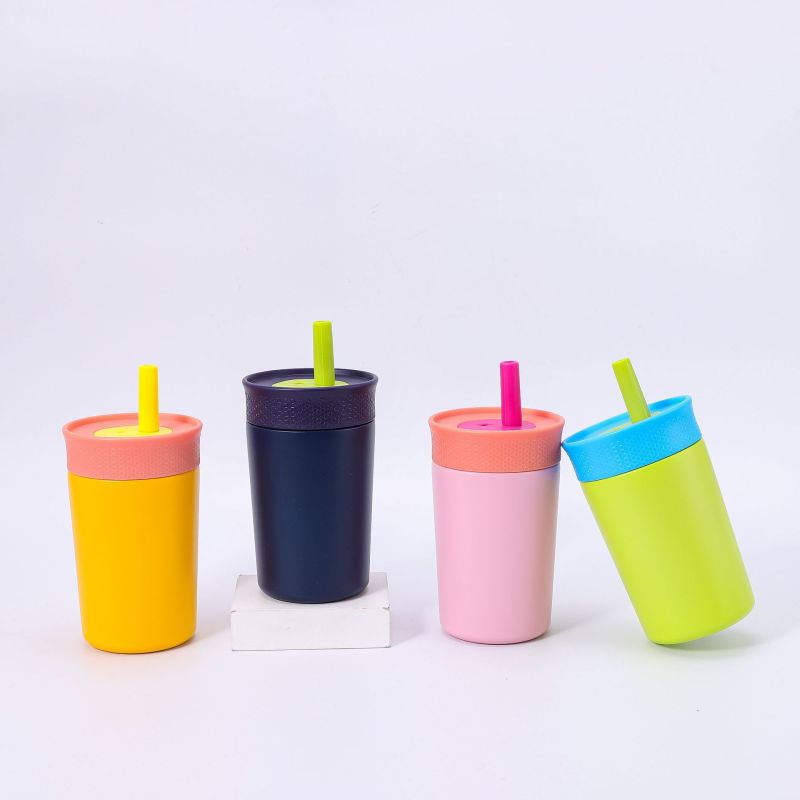 350ml Stainless Steel Insulated Tumbler with Flexible Replaceable Straw Lids Hot and Cold Water Bottle for Boiling Water