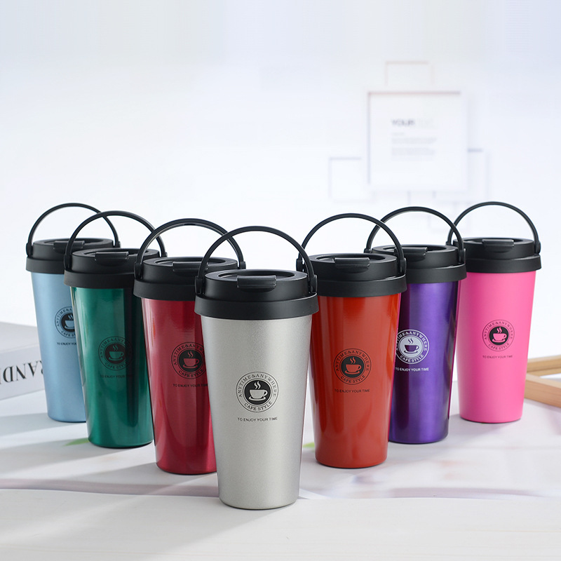 Custom Car Holder 500ml Insulated Stainless Steel Coffee Thermos Tumbler With Portable Lid Vacuum Flasks & Thermoses