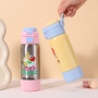 500ml Stainless Steel Vacuum Insulated Kids Water Bottle With Capybara Cute Cartoon Design Detachable Cup Lid and Carrying Rope