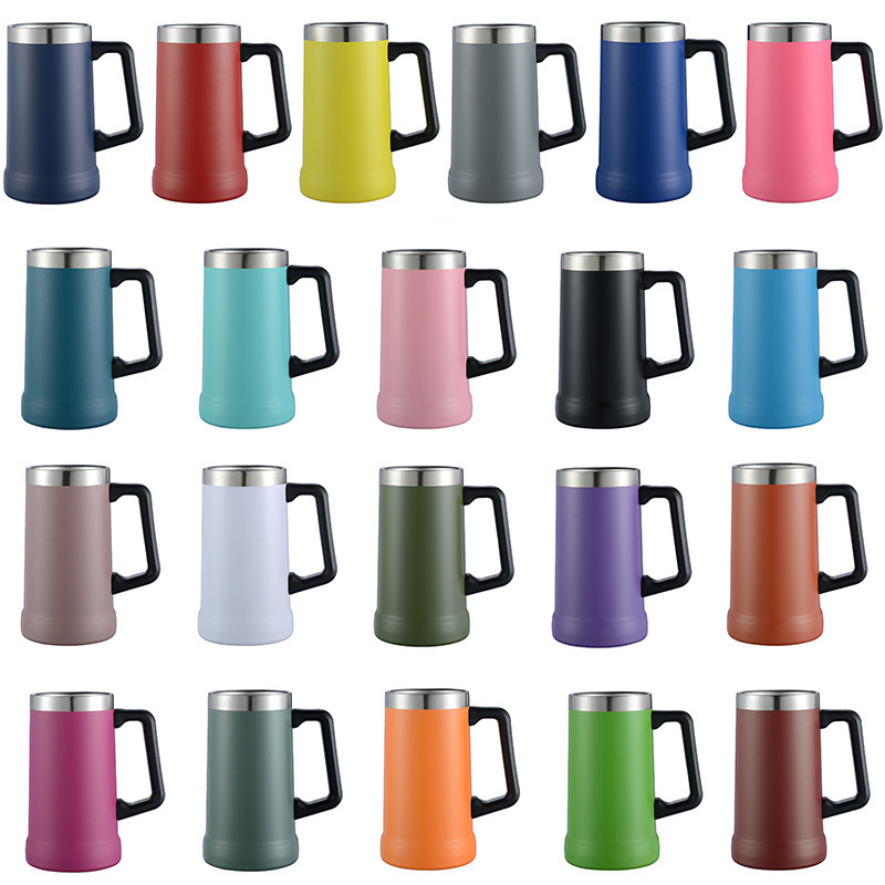 Custom Reusable 709ml Sublimation Stainless Steel Beer Cup Vacuum Insulated Glass Can with Straw Handle for Camping
