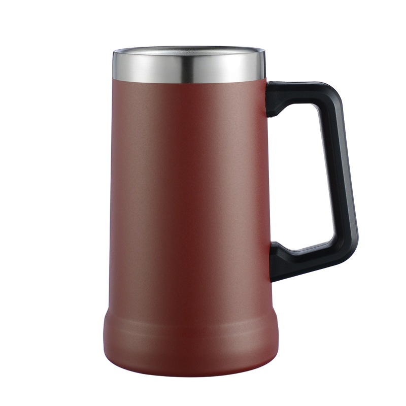 Custom Reusable 709ml Sublimation Stainless Steel Beer Cup Vacuum Insulated Glass Can with Straw Handle for Camping
