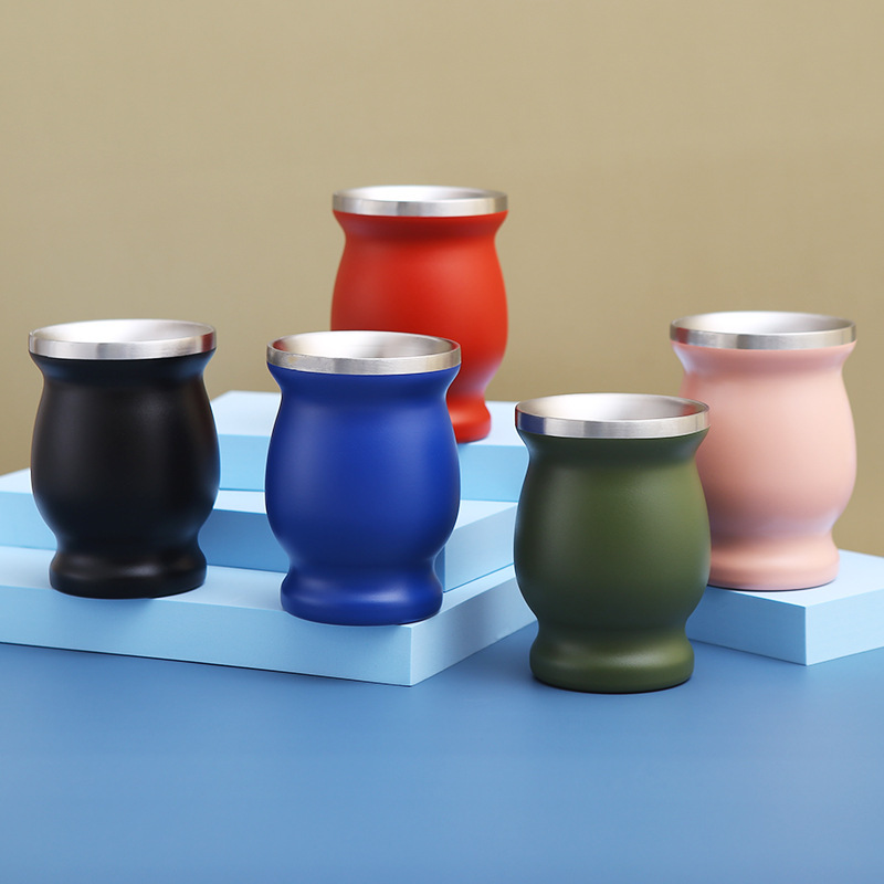 Brazilian Yerba Mate Tea Cup Double Wall Insulated Stainless Steel Tumbler with Bombilla Straw Set for Business Gifts