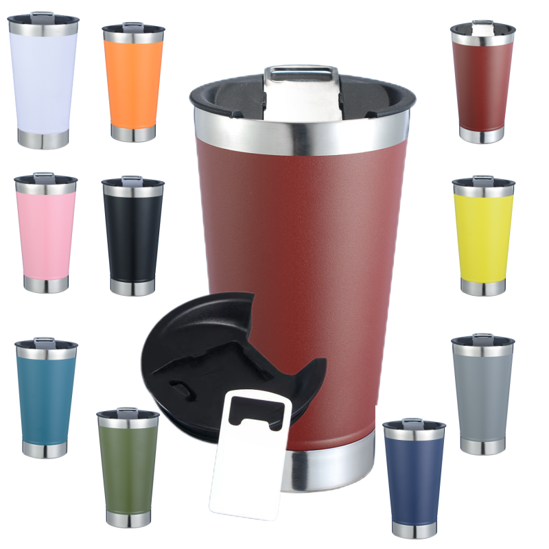 Custom Logo Thermal 500 Ml Double Wall Stainless Steel Classic Insulated Cups Travel Beer Mug Tumbler With Opener