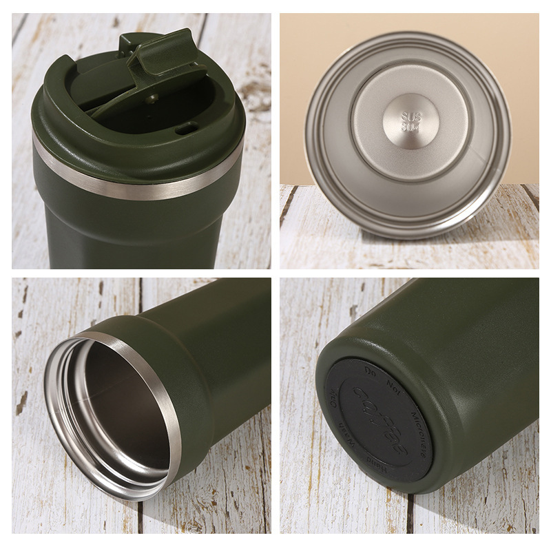 Stylish 380ml 510ml Powder Coated Insulated Coffee Mug Portable Stainless Steel Thermal Travel Tumbler Cup for Camping