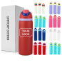 BPA-Free 16oz 19oz 24oz 32oz Double Wall Vacuum Flask Travel Sport Insulated Stainless Steel Water Bottle with Straw Custom Logo